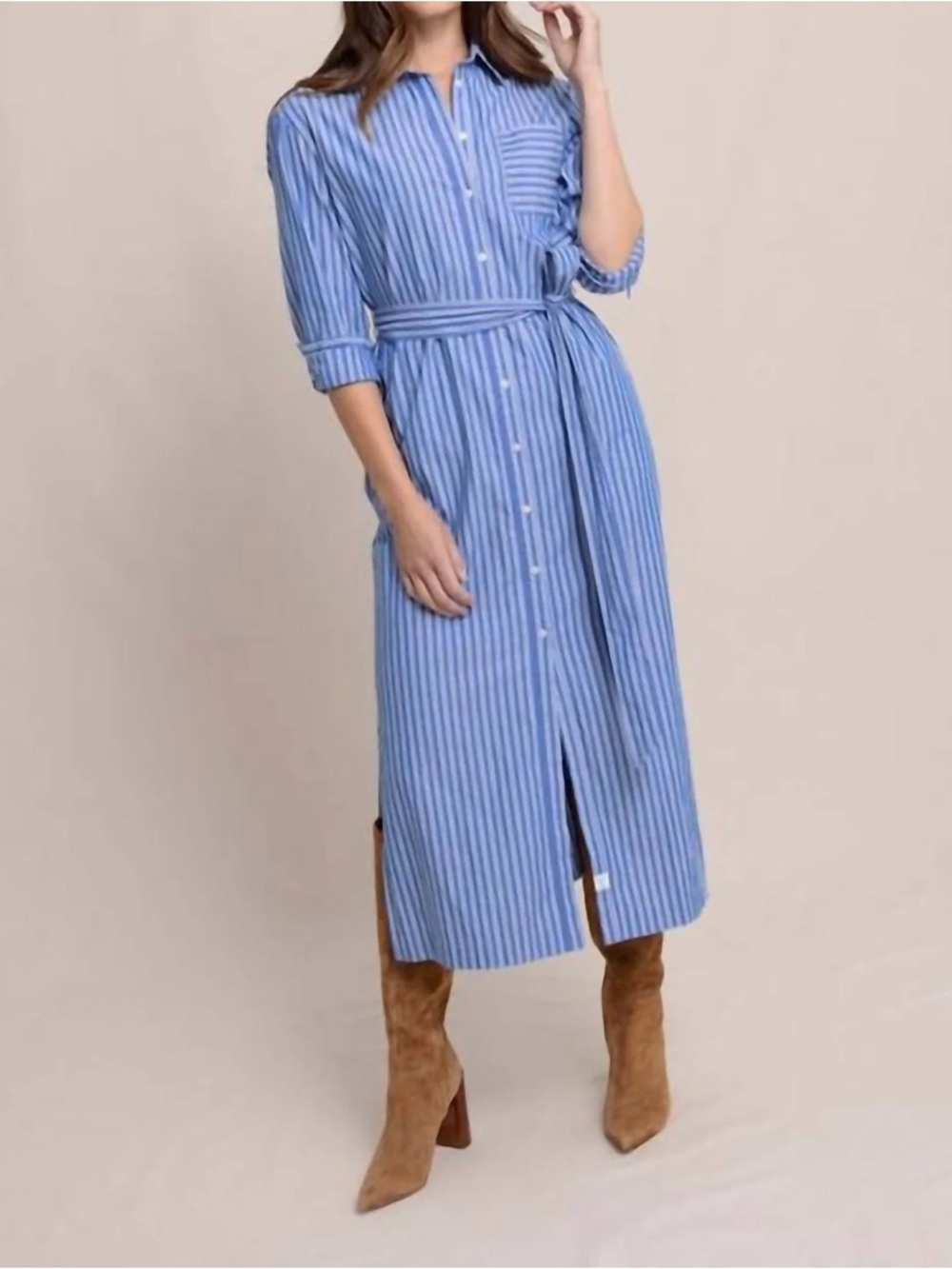 Brand new with Tags! Southern Tide Striped Blue Shirt Dress with Belt